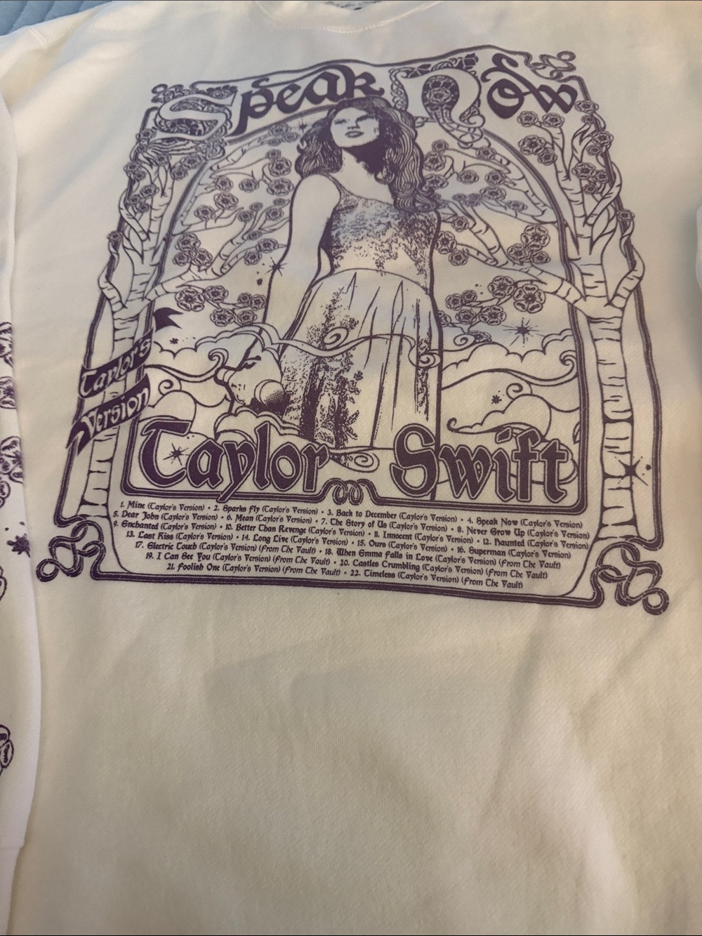 Taylor Swift White Sweatshirt with Purple Graphic